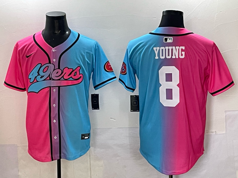 Men 2025 San Francisco 49ers #8 Young Pink Blue pink Nike Limited NFL Jersey 005->san francisco 49ers->NFL Jersey